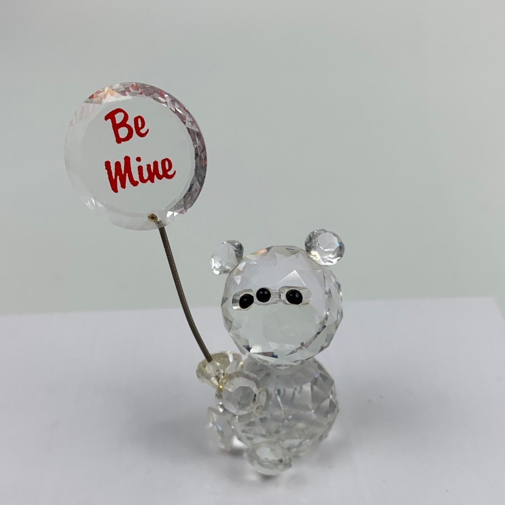 ZOO Crystal Glass Bear Figurine with 'Be Mine' Balloon Valentine